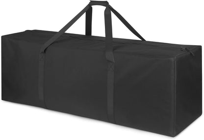 1-Pack 46 Inch Extra Large Zippered Duffel Bag for Travel Camping Sports Equipment Storage, Waterproof Foldable Luggage Bag with Padded Handles (Black)