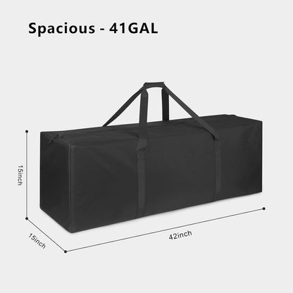 1-Pack 46 Inch Extra Large Zippered Duffel Bag for Travel Camping Sports Equipment Storage, Waterproof Foldable Luggage Bag with Padded Handles (Black)
