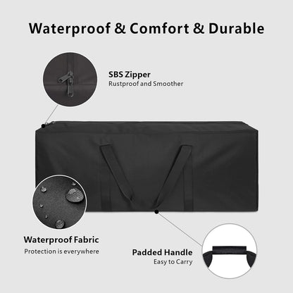 1-Pack 46 Inch Extra Large Zippered Duffel Bag for Travel Camping Sports Equipment Storage, Waterproof Foldable Luggage Bag with Padded Handles (Black)