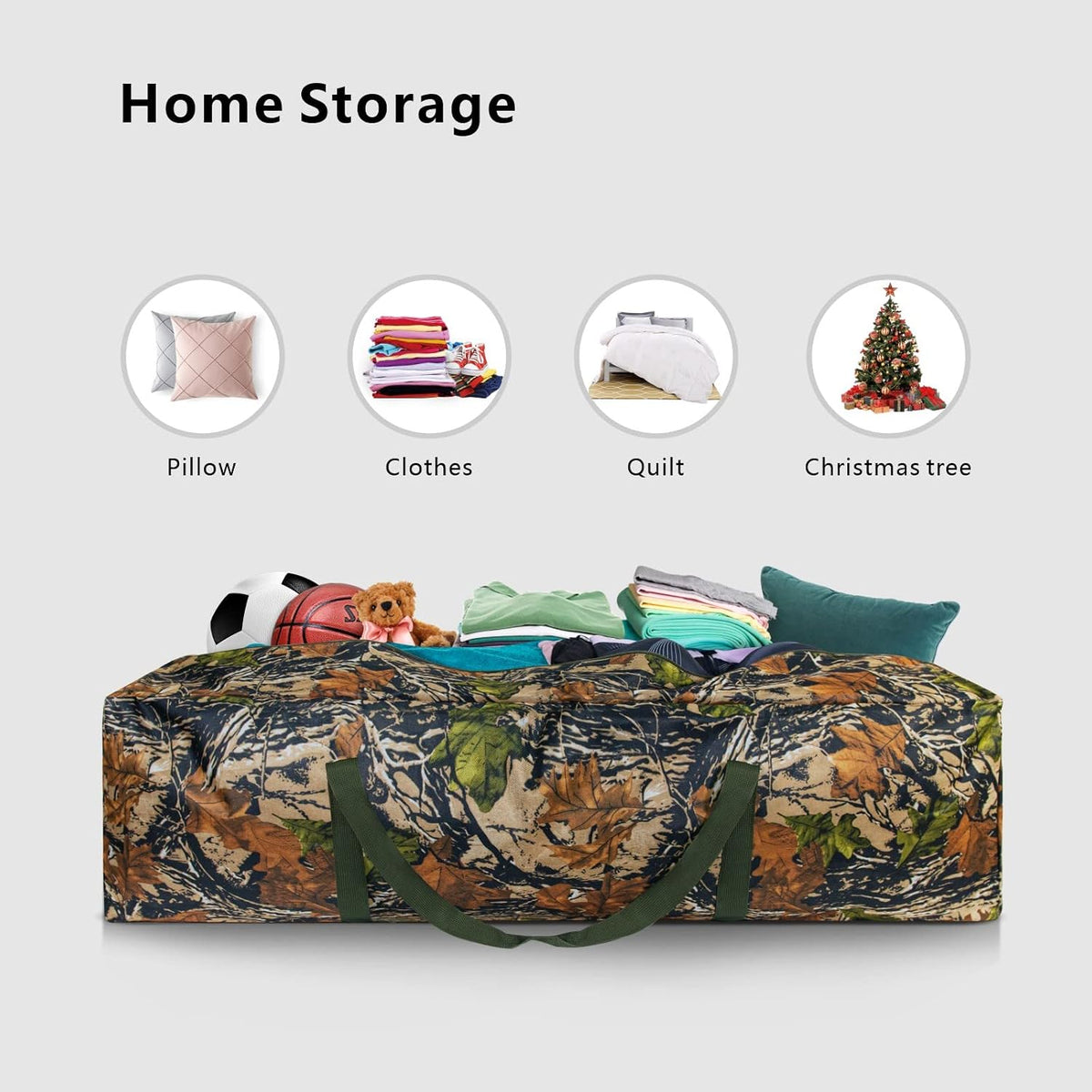1-Pack 46 Inch Extra Large Zippered Duffel Bag for Travel Camping Sports Equipment Storage, Waterproof Foldable Luggage Bag with Padded Handles (Black)