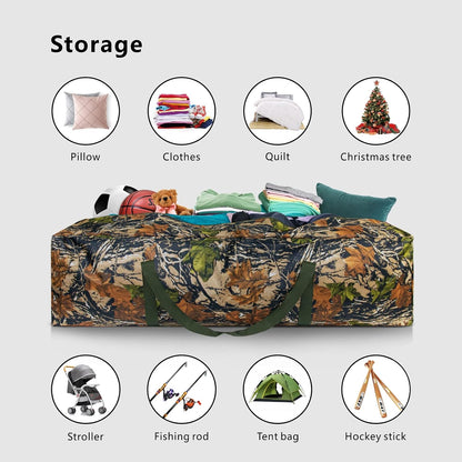 1-Pack 46 Inch Extra Large Zippered Duffel Bag for Travel Camping Sports Equipment Storage, Waterproof Foldable Luggage Bag with Padded Handles (Black)