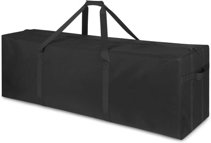 1-Pack 46 Inch Extra Large Zippered Duffel Bag for Travel Camping Sports Equipment Storage, Waterproof Foldable Luggage Bag with Padded Handles (Black)