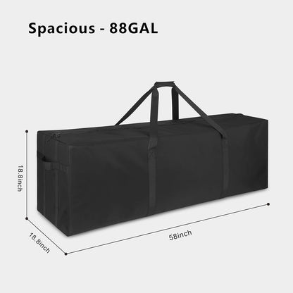 1-Pack 46 Inch Extra Large Zippered Duffel Bag for Travel Camping Sports Equipment Storage, Waterproof Foldable Luggage Bag with Padded Handles (Black)