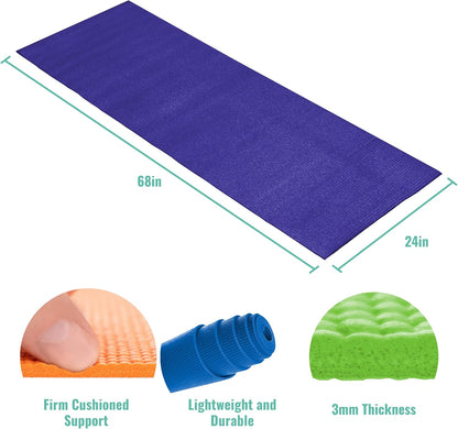 Economy 3mm Bulk Yoga Mats, 10 Pack, 68x24in