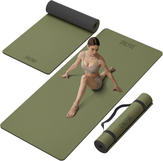 Wide Yoga Mat Thick(10mm) Exercise Mat Non Slip Anti-tear,72"x35" Extra Large Pilates Mats for Home Workouts, Gym & Floor Stretching with Carrier Strap