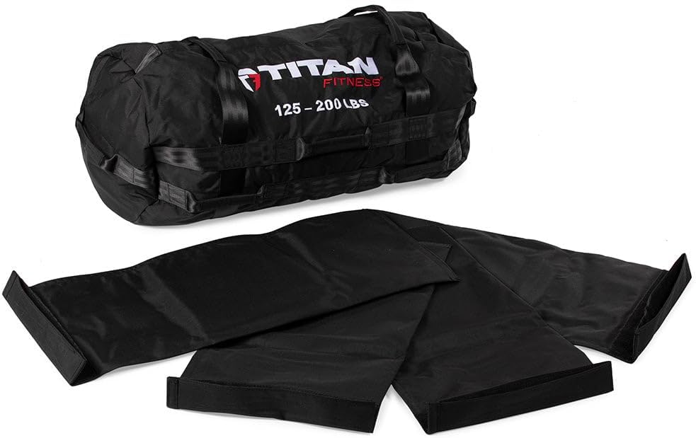 125-200 LB PRO Strongman Sandbags, Double Layer, 1050D Cordura, Black, Carry Home Gym Training