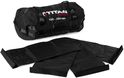 125-200 LB PRO Strongman Sandbags, Double Layer, 1050D Cordura, Black, Carry Home Gym Training
