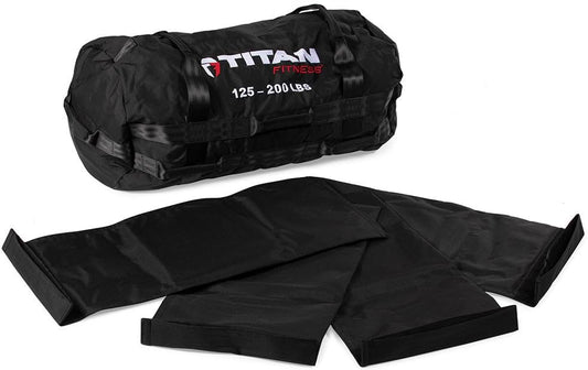 125-200 LB PRO Strongman Sandbags, Double Layer, 1050D Cordura, Black, Carry Home Gym Training