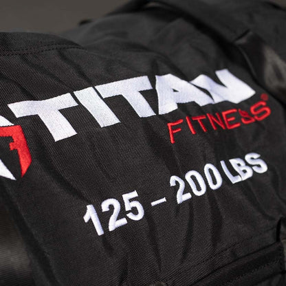 125-200 LB PRO Strongman Sandbags, Double Layer, 1050D Cordura, Black, Carry Home Gym Training