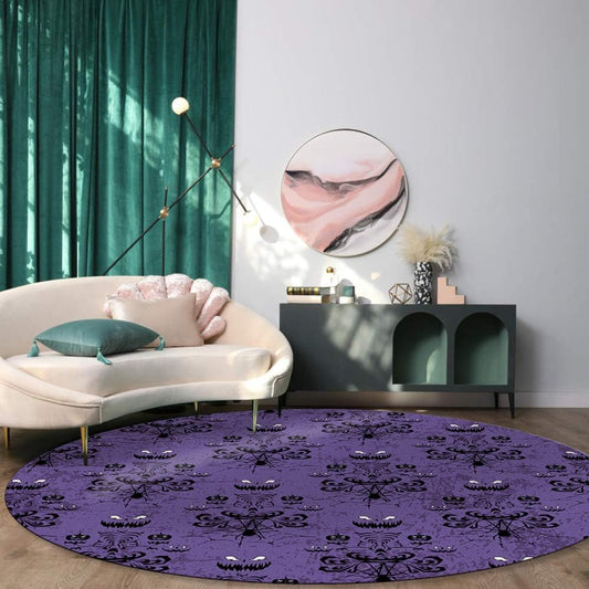 Large Round Area Rug for Living Room Halloween Haunted Ghost House Mansion Decorative Rug Carpet Floor Mat Yoga Mat for Bedroom Kids Room Home Decor 5 ft