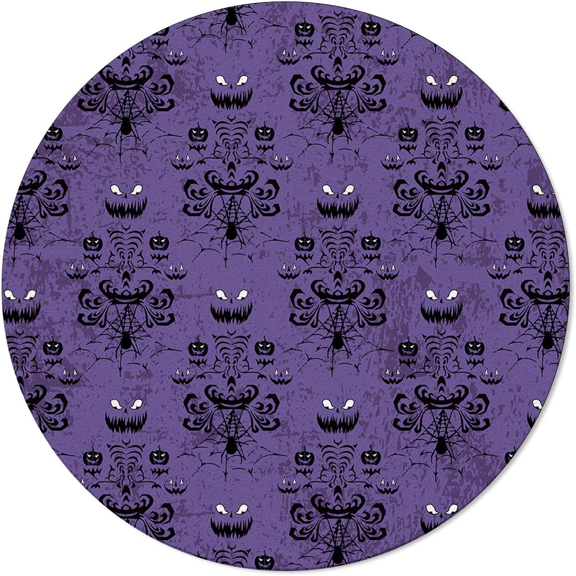 Large Round Area Rug for Living Room Halloween Haunted Ghost House Mansion Decorative Rug Carpet Floor Mat Yoga Mat for Bedroom Kids Room Home Decor 5 ft