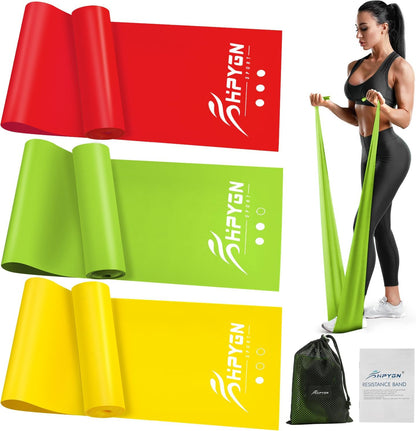 3 Levels Non-Latex Exercise Bands for Physical Therapy & Yoga, Professional Resistance Bands Set for Working Out, Strength Training, Pilates & Rehab, TPE Elastic Stretch Bands for Seniors, Women