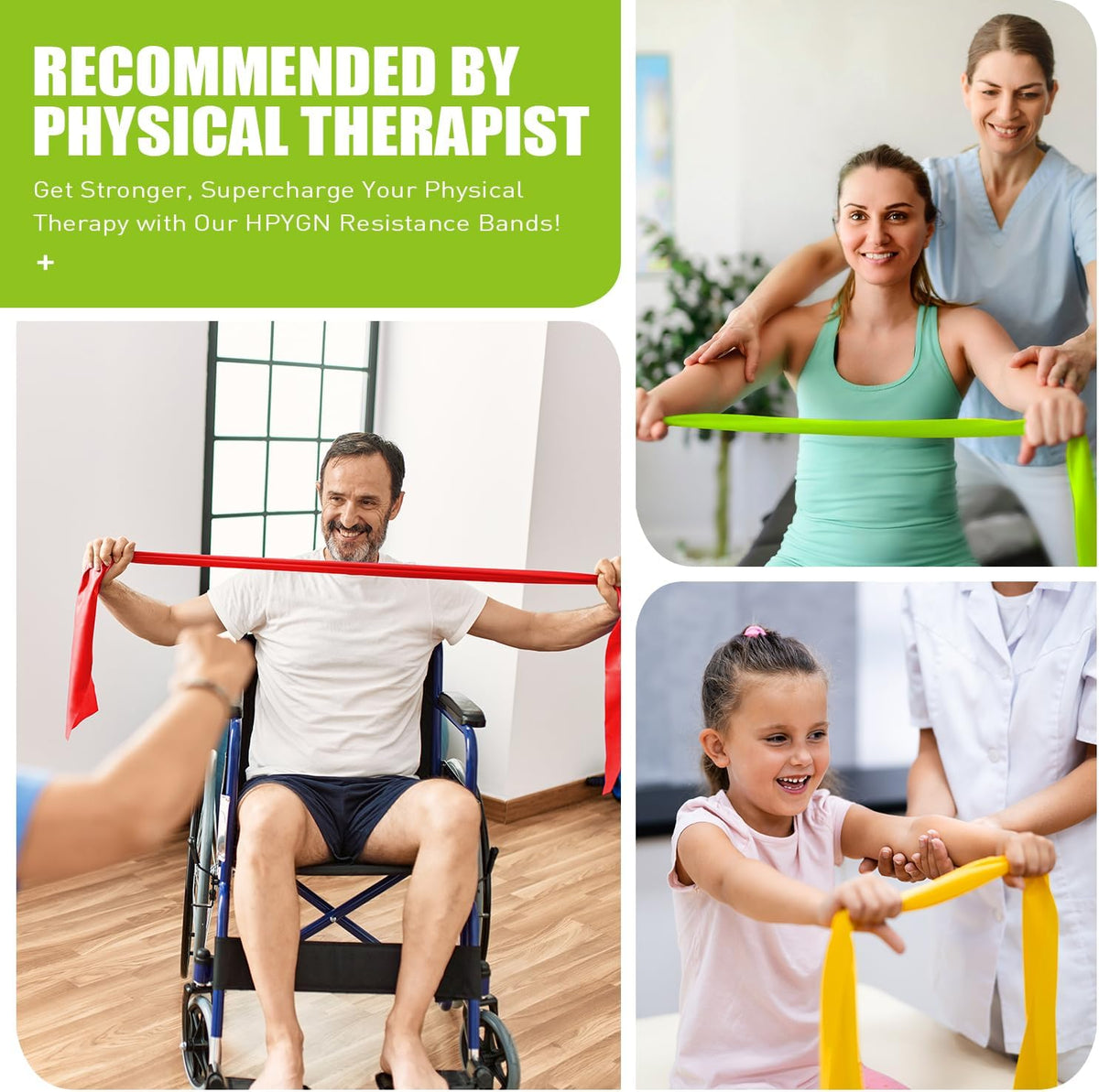 3 Levels Non-Latex Exercise Bands for Physical Therapy & Yoga, Professional Resistance Bands Set for Working Out, Strength Training, Pilates & Rehab, TPE Elastic Stretch Bands for Seniors, Women