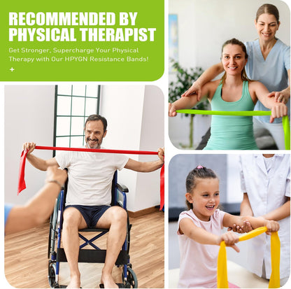 3 Levels Non-Latex Exercise Bands for Physical Therapy & Yoga, Professional Resistance Bands Set for Working Out, Strength Training, Pilates & Rehab, TPE Elastic Stretch Bands for Seniors, Women