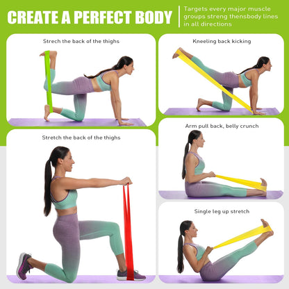 3 Levels Non-Latex Exercise Bands for Physical Therapy & Yoga, Professional Resistance Bands Set for Working Out, Strength Training, Pilates & Rehab, TPE Elastic Stretch Bands for Seniors, Women