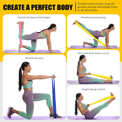 3 Levels Non-Latex Exercise Bands for Physical Therapy & Yoga, Professional Resistance Bands Set for Working Out, Strength Training, Pilates & Rehab, TPE Elastic Stretch Bands for Seniors, Women