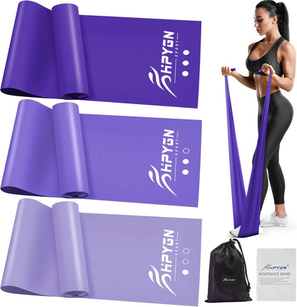 3 Levels Non-Latex Exercise Bands for Physical Therapy & Yoga, Professional Resistance Bands Set for Working Out, Strength Training, Pilates & Rehab, TPE Elastic Stretch Bands for Seniors, Women
