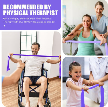 3 Levels Non-Latex Exercise Bands for Physical Therapy & Yoga, Professional Resistance Bands Set for Working Out, Strength Training, Pilates & Rehab, TPE Elastic Stretch Bands for Seniors, Women