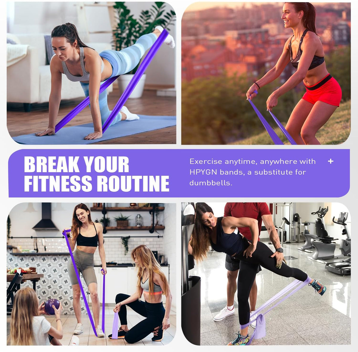 3 Levels Non-Latex Exercise Bands for Physical Therapy & Yoga, Professional Resistance Bands Set for Working Out, Strength Training, Pilates & Rehab, TPE Elastic Stretch Bands for Seniors, Women