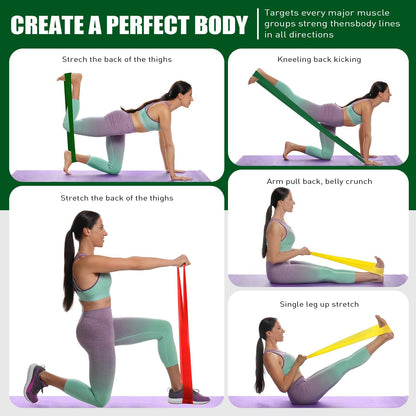 3 Levels Non-Latex Exercise Bands for Physical Therapy & Yoga, Professional Resistance Bands Set for Working Out, Strength Training, Pilates & Rehab, TPE Elastic Stretch Bands for Seniors, Women