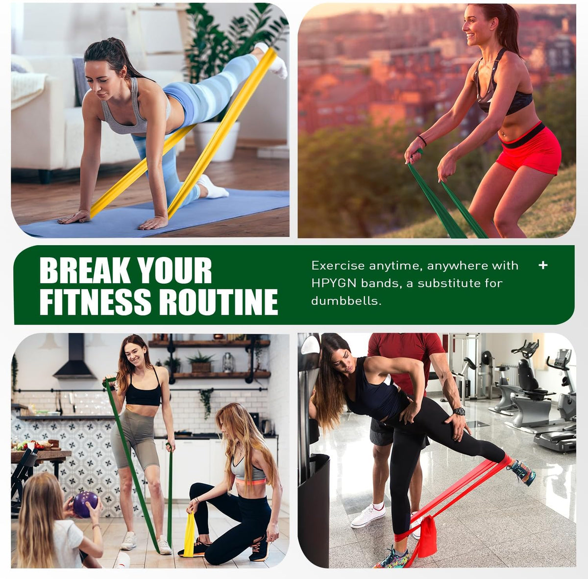 3 Levels Non-Latex Exercise Bands for Physical Therapy & Yoga, Professional Resistance Bands Set for Working Out, Strength Training, Pilates & Rehab, TPE Elastic Stretch Bands for Seniors, Women