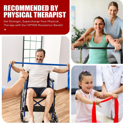 3 Levels Non-Latex Exercise Bands for Physical Therapy & Yoga, Professional Resistance Bands Set for Working Out, Strength Training, Pilates & Rehab, TPE Elastic Stretch Bands for Seniors, Women