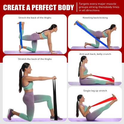 3 Levels Non-Latex Exercise Bands for Physical Therapy & Yoga, Professional Resistance Bands Set for Working Out, Strength Training, Pilates & Rehab, TPE Elastic Stretch Bands for Seniors, Women