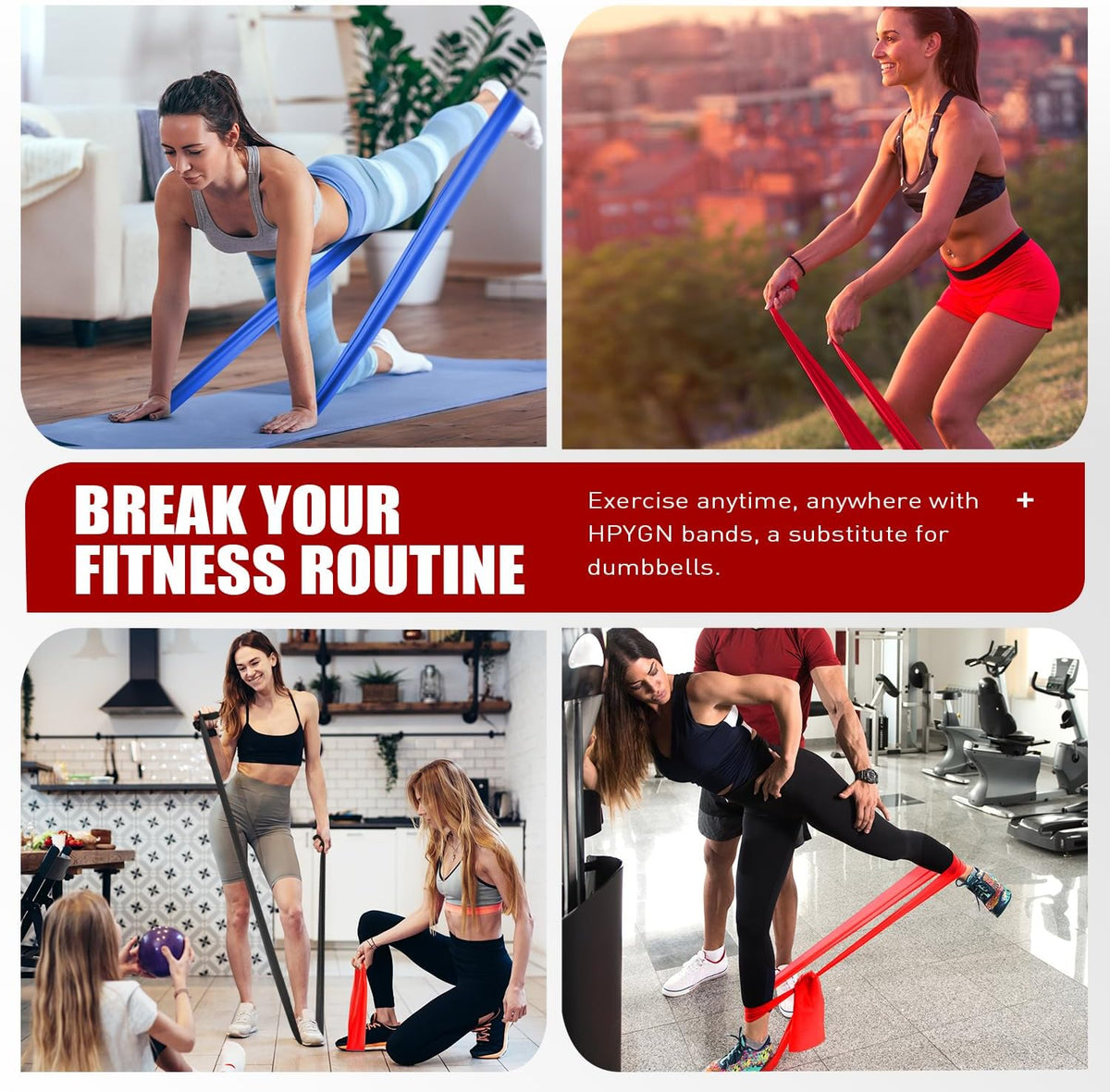 3 Levels Non-Latex Exercise Bands for Physical Therapy & Yoga, Professional Resistance Bands Set for Working Out, Strength Training, Pilates & Rehab, TPE Elastic Stretch Bands for Seniors, Women