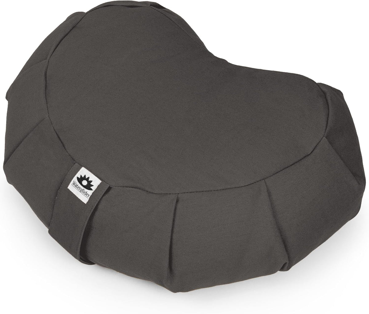 Meditation Cushion (Anthracite) Crescent, Buckwheat Husk Filled, Floor Pillow or Cushions, Yoga Seat, Zafu, Made in The USA