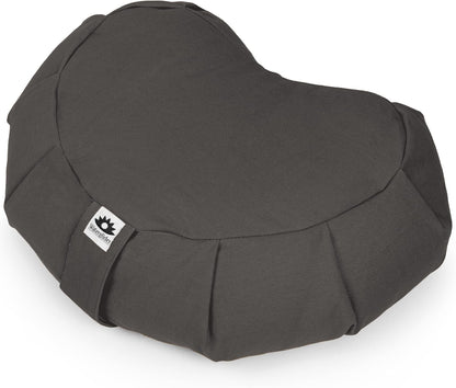 Meditation Cushion (Anthracite) Crescent, Buckwheat Husk Filled, Floor Pillow or Cushions, Yoga Seat, Zafu, Made in The USA