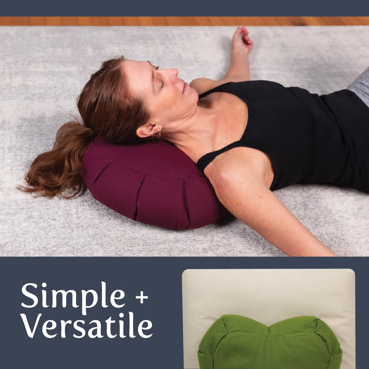 Meditation Cushion (Anthracite) Crescent, Buckwheat Husk Filled, Floor Pillow or Cushions, Yoga Seat, Zafu, Made in The USA