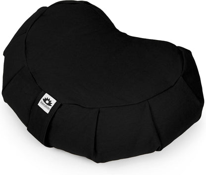 Meditation Cushion (Anthracite) Crescent, Buckwheat Husk Filled, Floor Pillow or Cushions, Yoga Seat, Zafu, Made in The USA