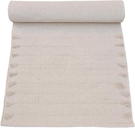Handmade Organic Cotton Yoga Mat - Eco-Friendly Hand-Woven Runner Rug - Non-Toxic, Chemical-free and All Natural Cloth Yoga Mat - Non Slip & Thick, Comfortable Extra-Long Fitness Rug Exercise, Workout