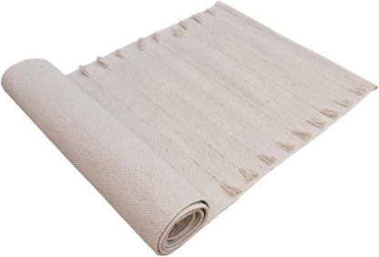Handmade Organic Cotton Yoga Mat - Eco-Friendly Hand-Woven Runner Rug - Non-Toxic, Chemical-free and All Natural Cloth Yoga Mat - Non Slip & Thick, Comfortable Extra-Long Fitness Rug Exercise, Workout