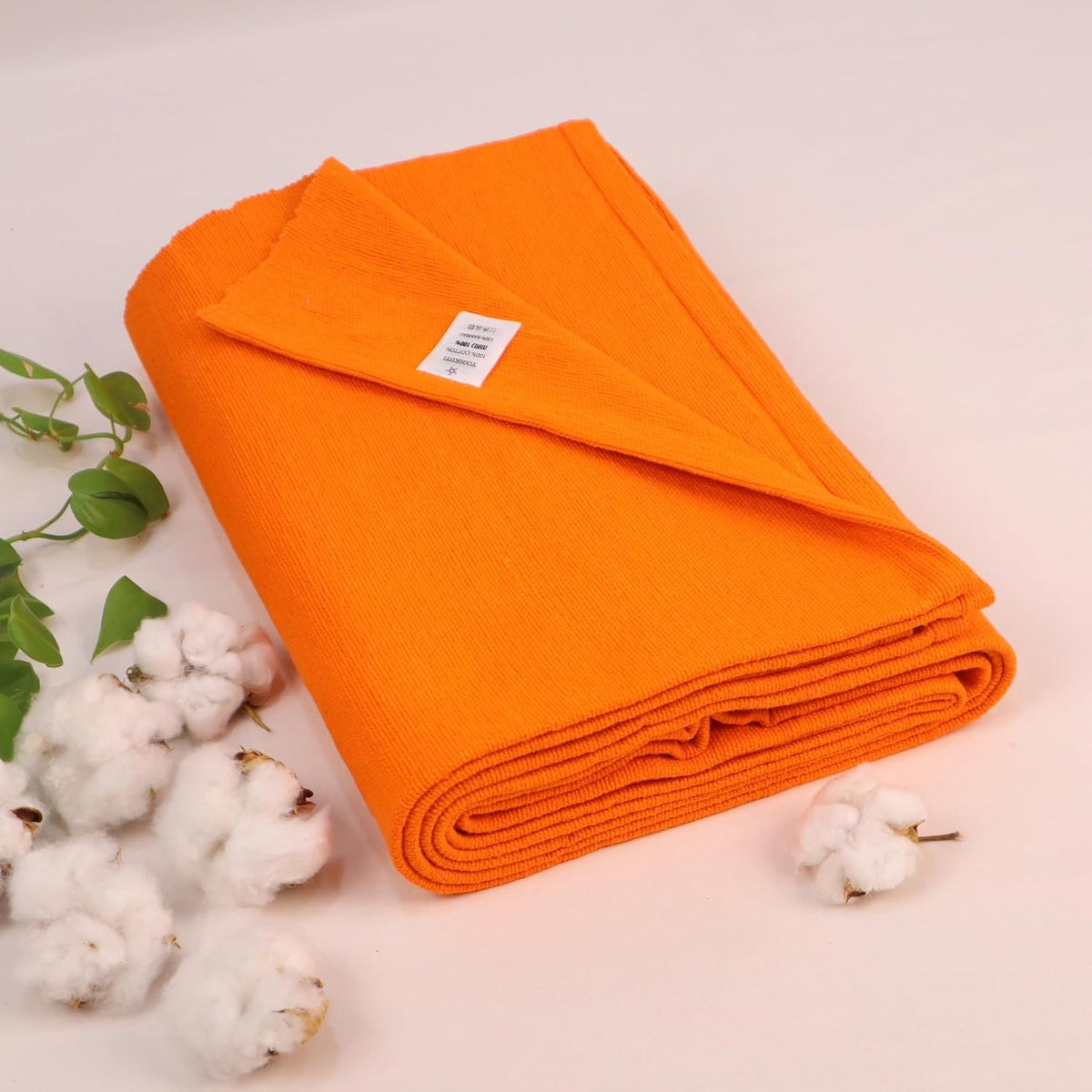 Iyengar Cotton Yoga Blanket Set of One – Thick Handwoven Yoga Blankets for Restorative Yoga, Meditation & Pranayama – Premium Cotton Yoga Blanket for Support & Comfort in Pranayama (Orange)
