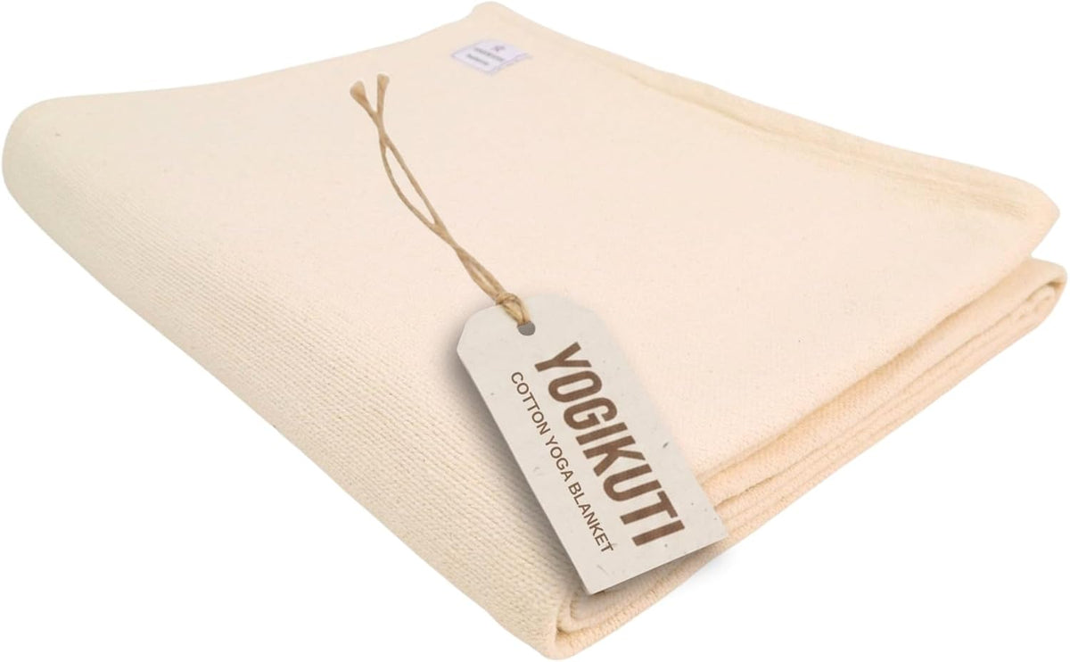 Iyengar Cotton Yoga Blanket Set of One – Thick Handwoven Yoga Blankets for Restorative Yoga, Meditation & Pranayama – Premium Cotton Yoga Blanket for Support & Comfort in Pranayama (Orange)