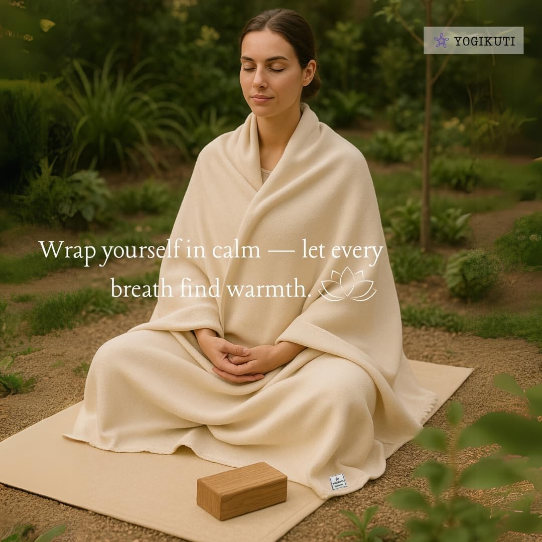 Iyengar Cotton Yoga Blanket Set of One – Thick Handwoven Yoga Blankets for Restorative Yoga, Meditation & Pranayama – Premium Cotton Yoga Blanket for Support & Comfort in Pranayama (Orange)