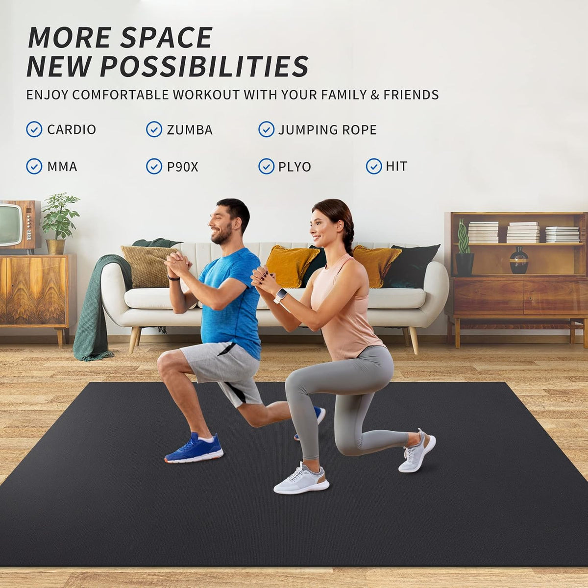 Extra Large Exercise Mat 8'x4.5'/7'x4.5'/6'x4.5'(7mm)