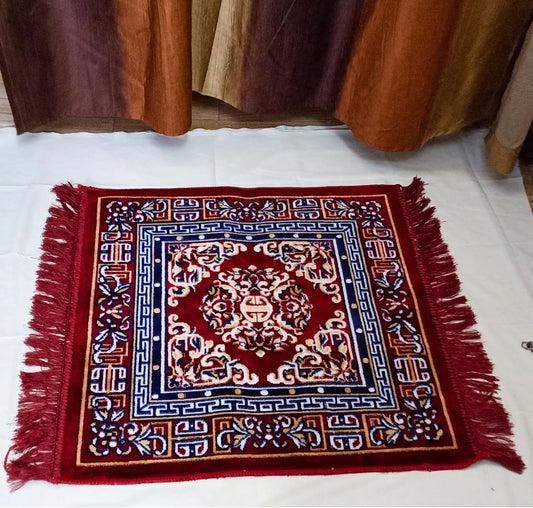 Pooja Aasan in Velvet for puja and Yoga Meditation Rug, Prayer Mattress Mat 1 Pcs (24" inch) Multi Purpose Pooja Cloth Aasan, Car Seat Cover, Sofa Set, Laptop Ethnic Design Home Decor Mat Rug Carpet