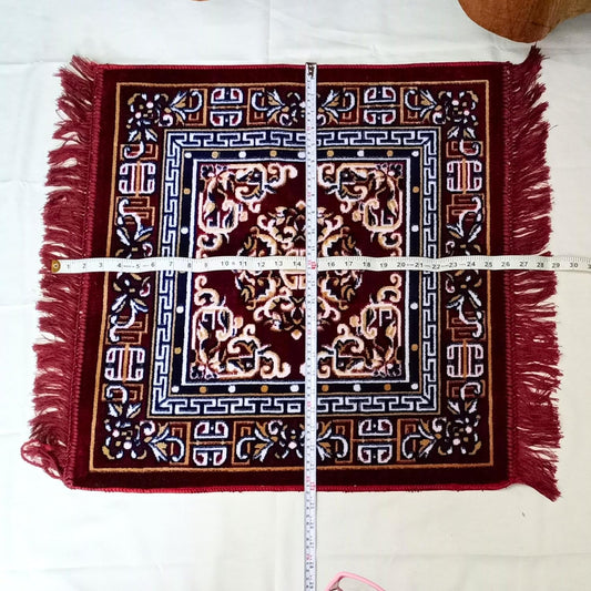 Pooja Aasan in Velvet for puja and Yoga Meditation Rug, Prayer Mattress Mat 1 Pcs (24" inch) Multi Purpose Pooja Cloth Aasan, Car Seat Cover, Sofa Set, Laptop Ethnic Design Home Decor Mat Rug Carpet