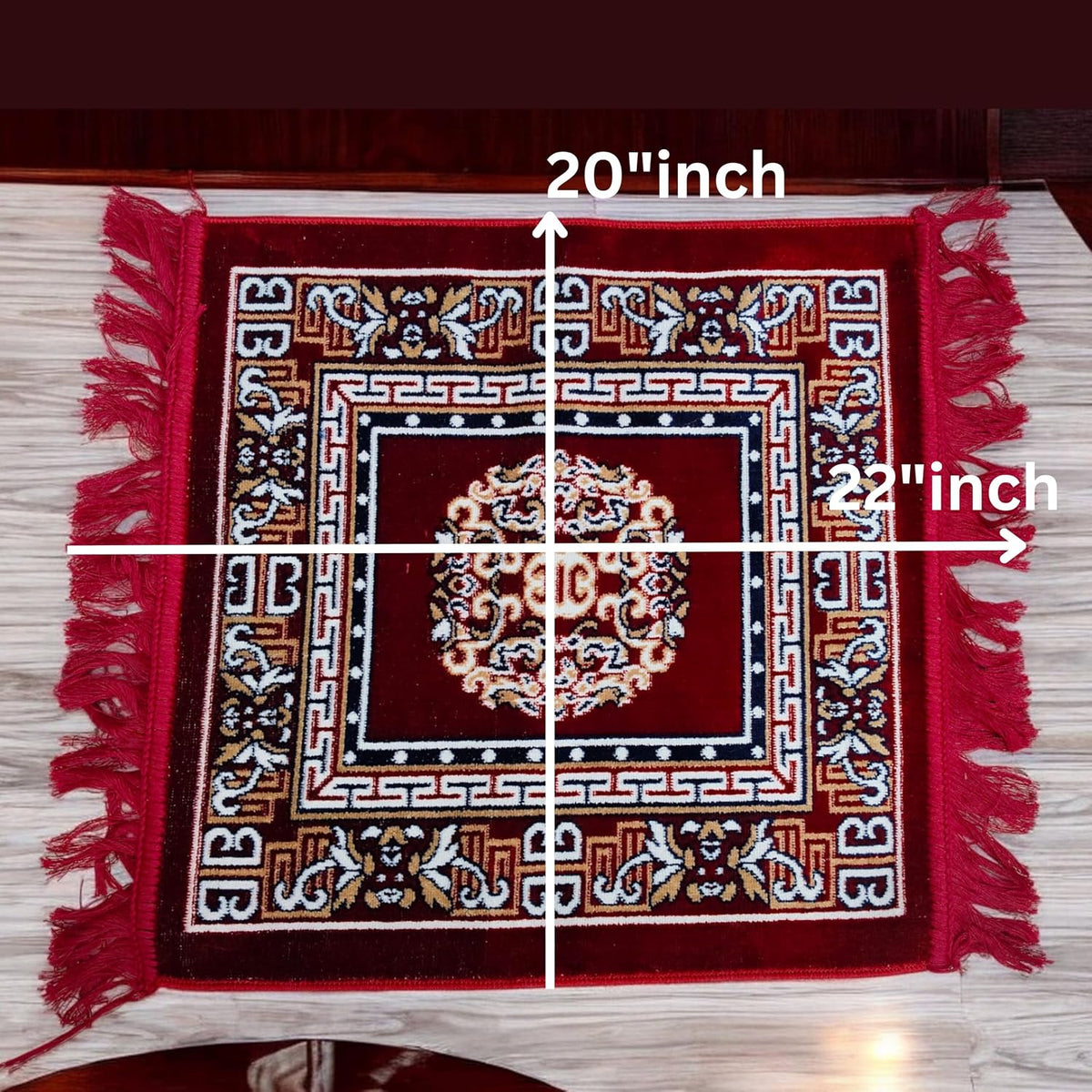 Pooja Aasan in Velvet for puja and Yoga Meditation Rug, Prayer Mattress Mat 1 Pcs (24" inch) Multi Purpose Pooja Cloth Aasan, Car Seat Cover, Sofa Set, Laptop Ethnic Design Home Decor Mat Rug Carpet