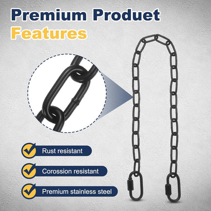 2 Pcs Gate Chain Lock, 26 in x 3mm Dia Alloy Steel Hanging Chain Lock with 2 Clasps for Stall Barn Fence Gate Hammock Swing Punching Sandbag Yoga Gym, Black