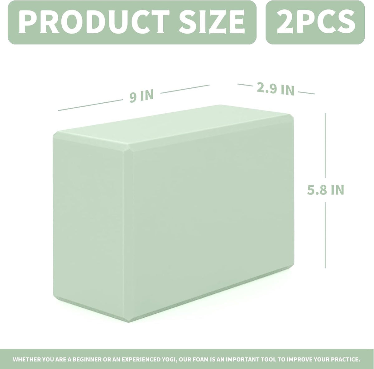 Yoga Blocks 2 Pcs, 9"x6"x3" Yoga Brick Foam Blocks EVA Foam Block Yoga Props Accessories for Yoga Pilates Stretching and Meditation