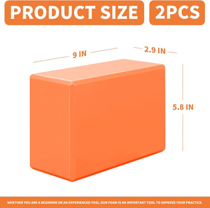 Yoga Blocks 2 Pcs, 9"x6"x3" Yoga Brick Foam Blocks EVA Foam Block Yoga Props Accessories for Yoga Pilates Stretching and Meditation