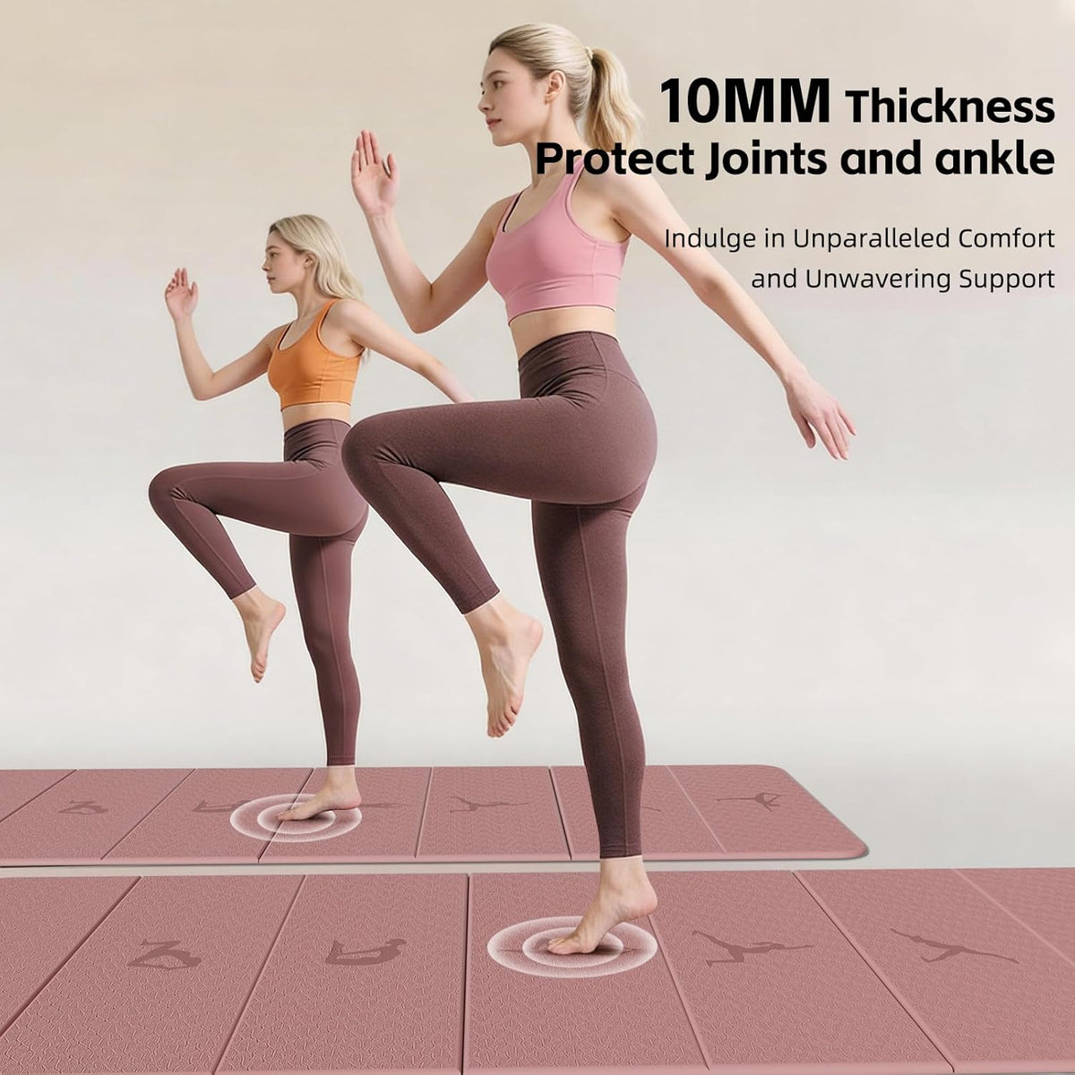 Extra Thick 10mm Foldable Yoga Mat, SGS Certified POE Non-Slip Mat, Multi-Purpose Exercise & Fitness Mats for Studio or Home