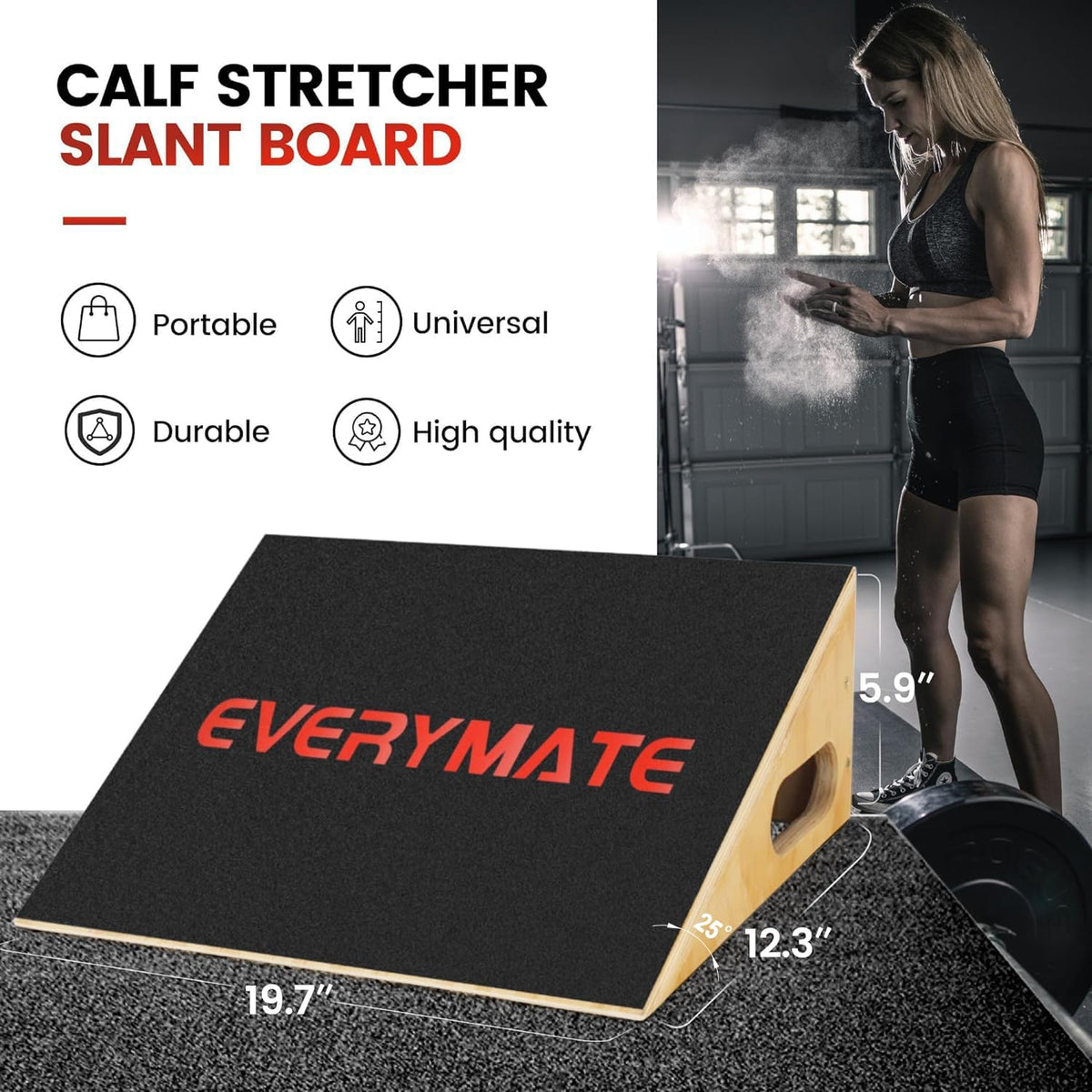 Slant Board Calf Stretcher, Non-Slip Heel Elevated Squat Wedge Block for Weightlifting and Calf Stretching, Knees Over Toes Equipment 1000LB