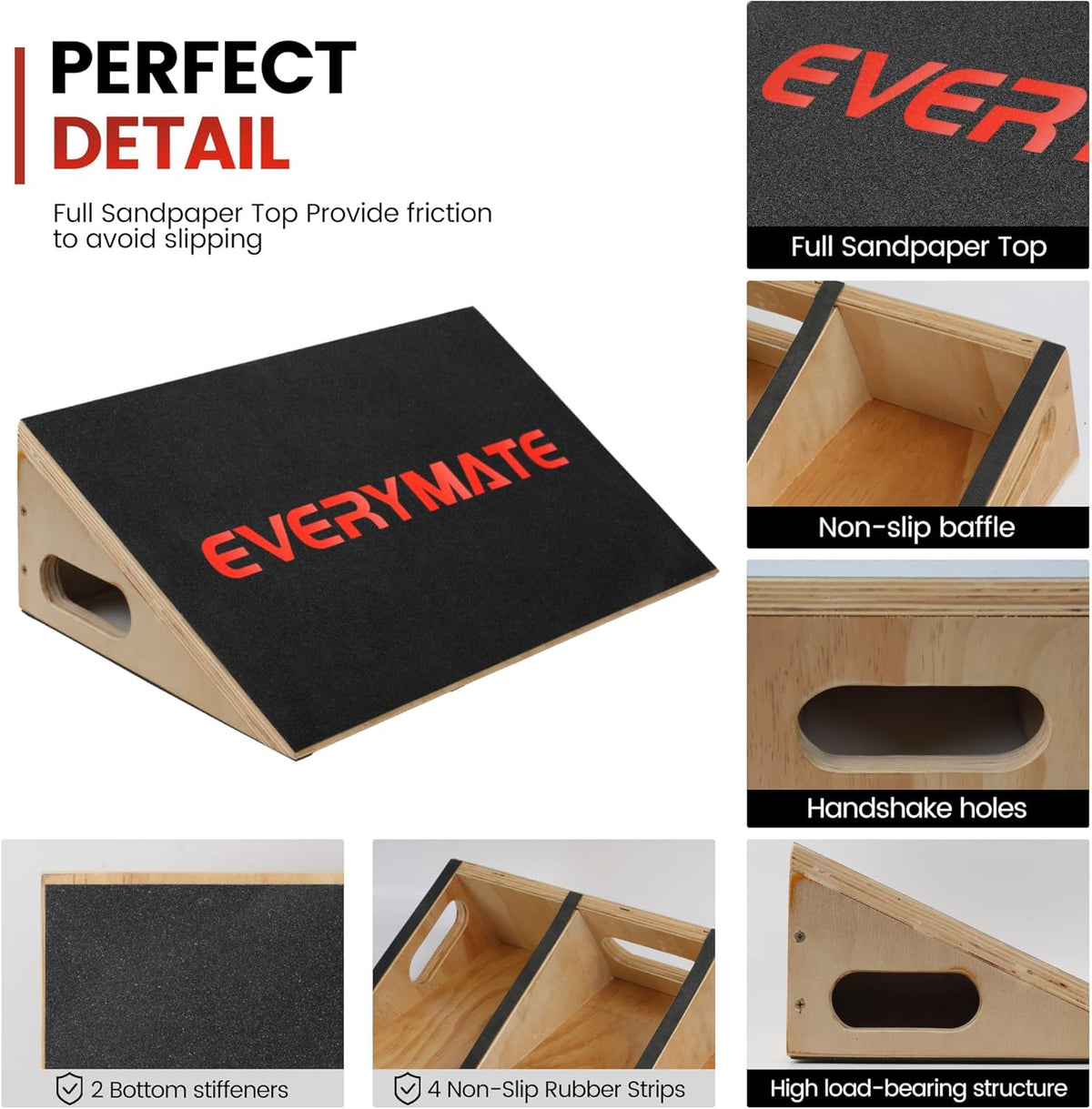 Slant Board Calf Stretcher, Non-Slip Heel Elevated Squat Wedge Block for Weightlifting and Calf Stretching, Knees Over Toes Equipment 1000LB