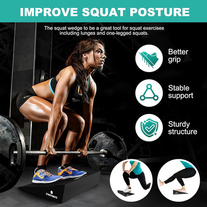 Slant Board Calf Stretcher, Non-Slip Heel Elevated Squat Wedge Block for Weightlifting and Calf Stretching, Knees Over Toes Equipment 1000LB
