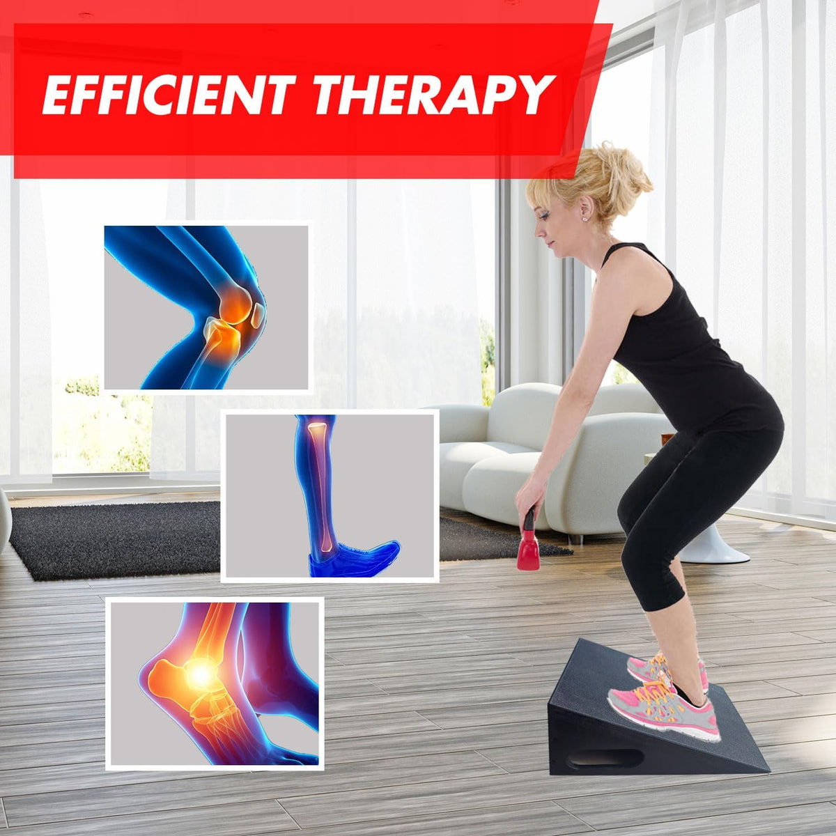 Slant Board Calf Stretcher, Non-Slip Heel Elevated Squat Wedge Block for Weightlifting and Calf Stretching, Knees Over Toes Equipment 1000LB