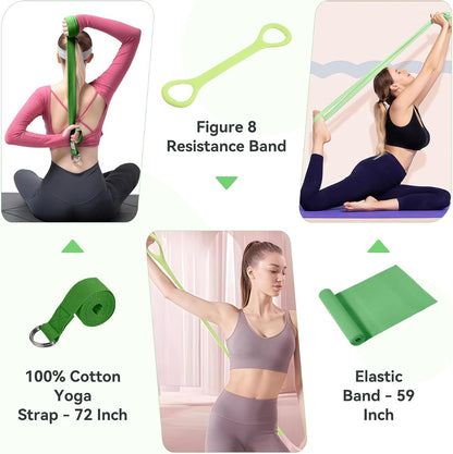 Pilates Ring Kit 12 PCS for Women, Home Workout Equipment with Magic Circle, Mini Exercise Ball, Resistance Bands, Massage Lacrosse, Yoga Strap, Full-Body Fitness Set for Toning & Gift